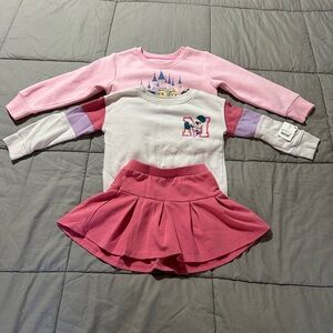 Disney Pink and White Sweatshirt Set with Skirt